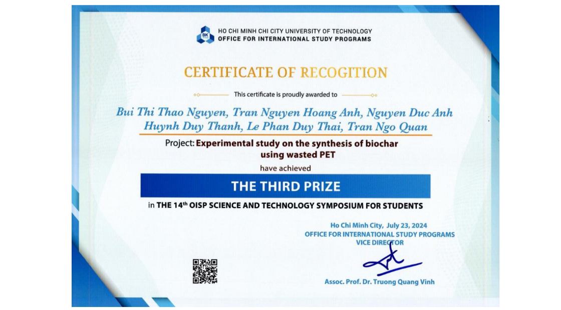 Nghiên cứu chế tạo than sinh học từ nguồn thải nhựa PET